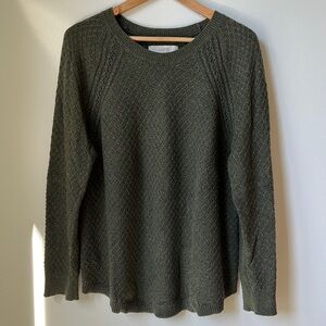 LOFT olive brown and gold crew neck sweater